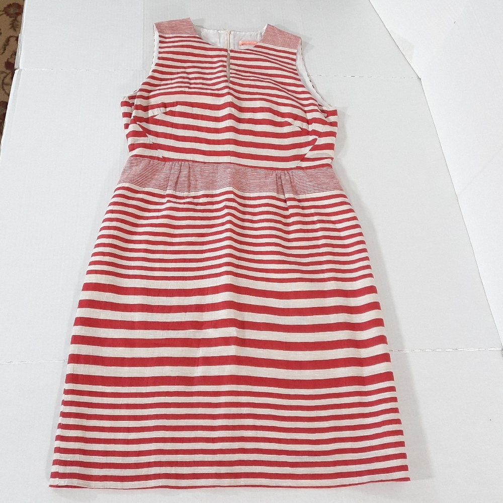 Vilagallo Linen Blend Striped Sleeveless Sheath Dress